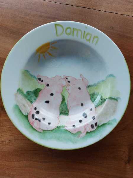 Kinderteller Porzellan Handbemalt