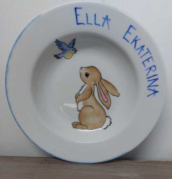 Kinderteller Porzellan Handbemalt