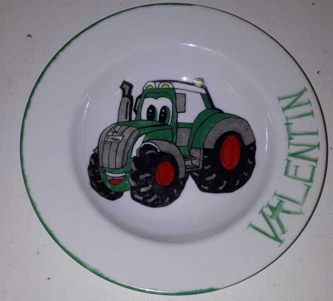Kinderteller handbemalt Traktor