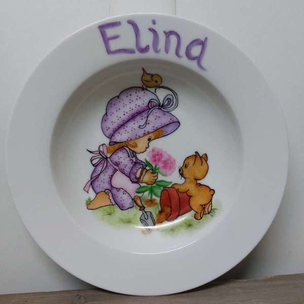 Kinderteller Porzellan Handbemalt